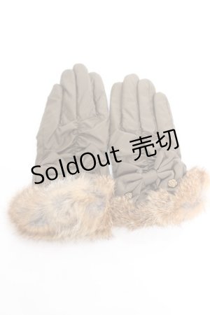 画像: axes femme / ファー付きナイロン手袋  カーキ Y-26-01-07-010-AX-ZA-SZ-ZT444-F004