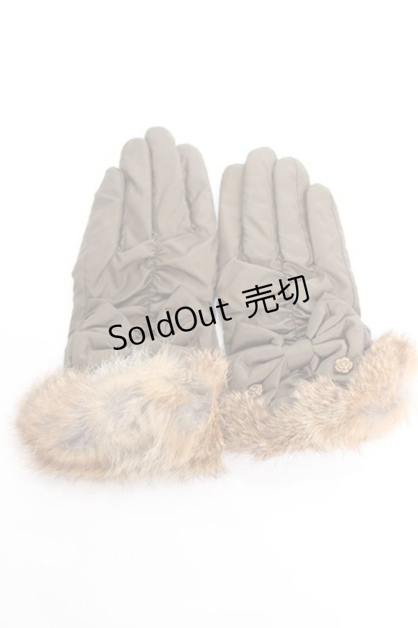 画像1: axes femme / ファー付きナイロン手袋  カーキ Y-26-01-07-010-AX-ZA-SZ-ZT444-F004 (1)