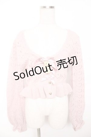 画像: axes femme Kawaii / クマブローチニットボレロ M ピンク Y-26-01-07-083-AX-TO-SZ-ZY