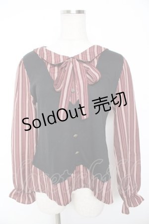 画像: axes femme / ベスト重ね風レジメプルオーバー M ワイン×黒 Y-26-01-07-086-AX-TO-SZ-ZI