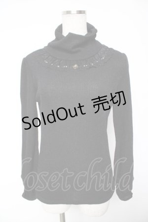 画像: axes femme / ビジュー付きリブタートル M 黒 Y-26-01-07-089-AX-TO-SZ-ZY