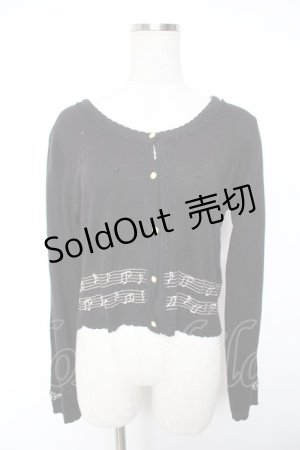 画像: axes femme / メロディー刺繍カーディガン  黒 Y-26-01-07-091-AX-TO-SZ-ZS