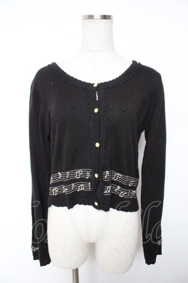 画像1: axes femme / メロディー刺繍カーディガン  黒 Y-26-01-07-091-AX-TO-SZ-ZY (1)