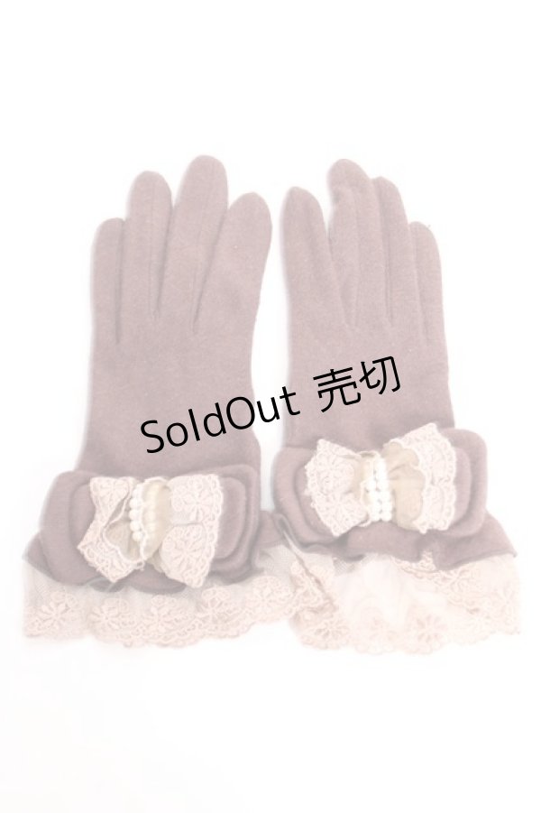 画像1: axes femme / ビッグリボン手袋  茶 Y-26-01-07-011-AX-ZA-SZ-ZY (1)