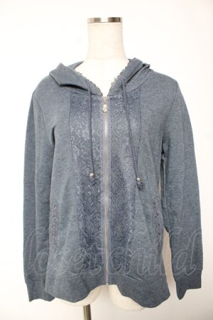 画像: axes femme / バックチュールレースパーカー M ブルーグレー Y-26-01-07-093-AX-TO-SZ-ZY