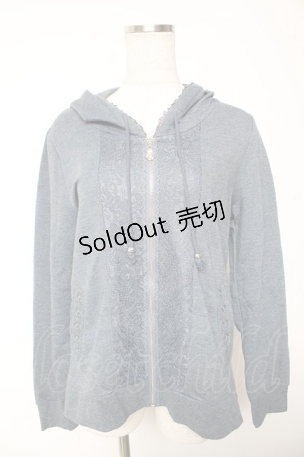 画像1: axes femme / バックチュールレースパーカー M ブルーグレー Y-26-01-07-093-AX-TO-SZ-ZY (1)