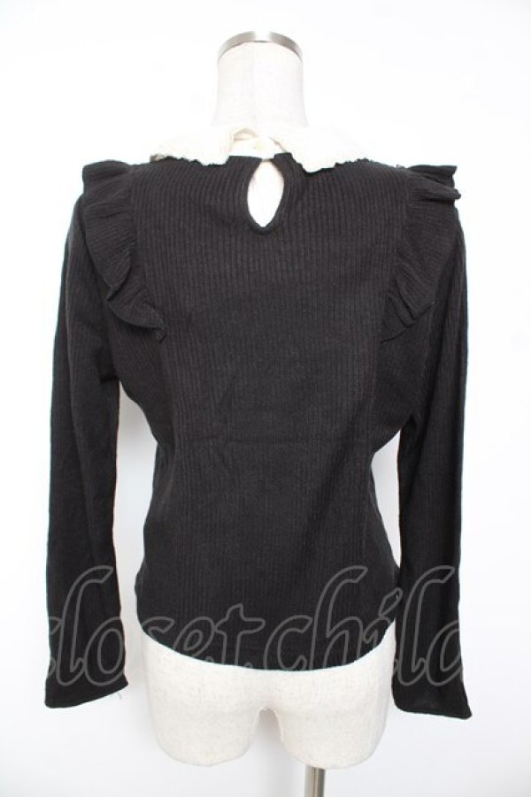 画像2: axes femme POETIQUE / フラワースカラップ襟ニットトップス M 黒 Y-26-01-07-095-AX-TO-SZ-ZY (2)