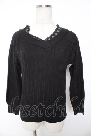 画像: axes femme / Ｖネックニットプルオーバー  黒 Y-26-01-07-097-AX-TO-SZ-ZI