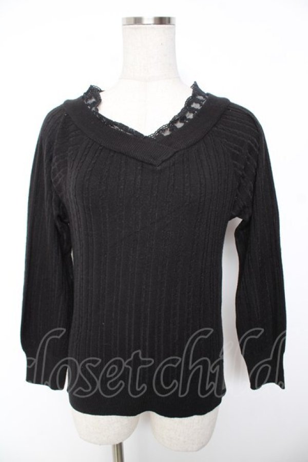 画像1: axes femme / Ｖネックニットプルオーバー  黒 Y-26-01-07-097-AX-TO-SZ-ZY (1)