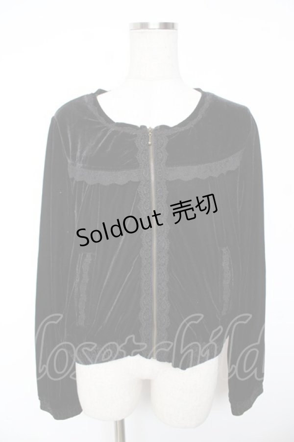 画像1: axes femme / ベロアブルゾン M 黒 Y-26-01-07-098-AX-TO-SZ-ZI (1)