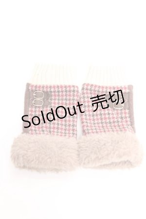 画像: axes femme / ファー×千鳥柄手袋  茶 Y-26-01-07-012-AX-ZA-SZ-ZT445-F003