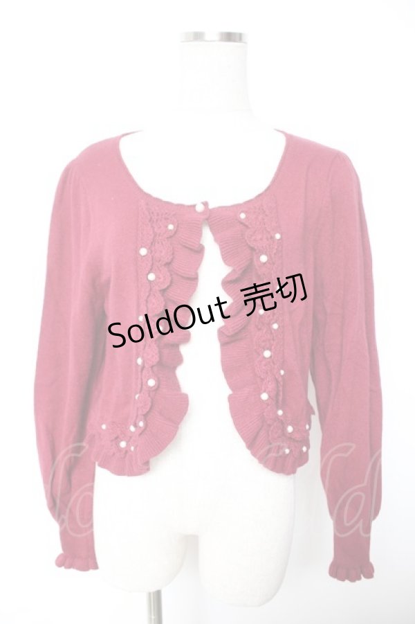 画像1: Leur Getter / パール付ニットボレロ M ワイン Y-26-01-07-104-LU-TO-SZ-ZY (1)