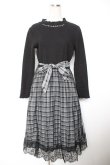 画像1: axes femme / チェック切替ドッキングワンピース M 黒 Y-26-01-07-105-AX-OP-SZ-ZY (1)