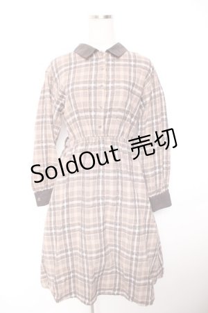 画像: axes femme / モールチェック柄シャツワンピース M 茶 Y-26-01-07-107-AX-OP-SZ-ZS