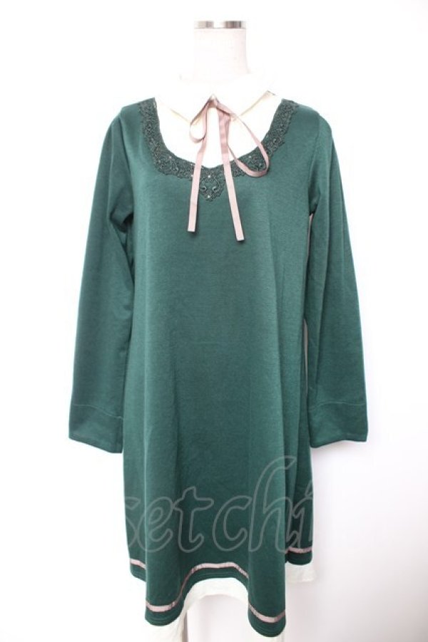 画像1: axes femme / 襟デザインAラインカットワンピース M グリーン Y-26-01-07-112-AX-OP-SZ-ZY (1)