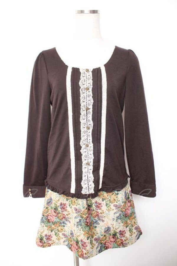 画像1: axes femme / ゴブランドッキングワンピース M 茶 Y-26-01-07-114-AX-OP-SZ-ZY (1)