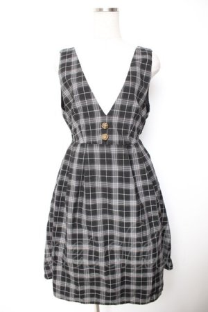 画像: axes femme / チェック柄ジャンスカ M 黒 Y-26-01-07-117-AX-OP-SZ-ZY