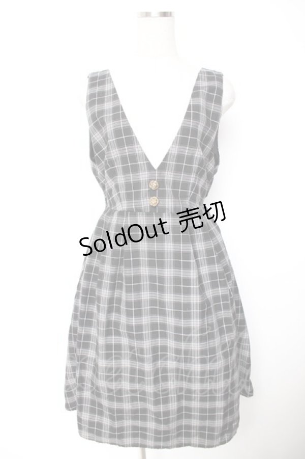 画像1: axes femme / チェック柄ジャンスカ M 黒 Y-26-01-07-117-AX-OP-SZ-ZY (1)