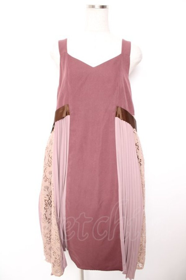 画像1: axes femme / サイドベルトプリーツジャンパースカート M ローズ Y-26-01-07-118-AX-OP-SZ-ZY (1)