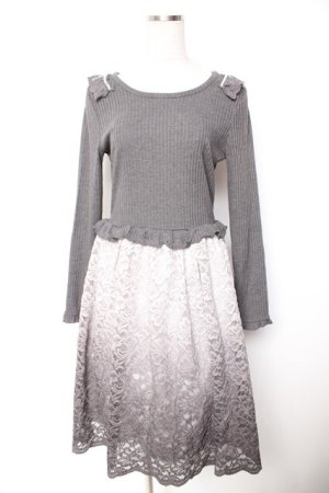 画像: axes femme / レースドッキングワンピース M グレー Y-26-01-07-119-AX-OP-SZ-ZY