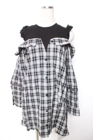 画像: DearMyLove / 切換チェックワンピース  黒 Y-26-01-07-124-EL-OP-SZ-ZY