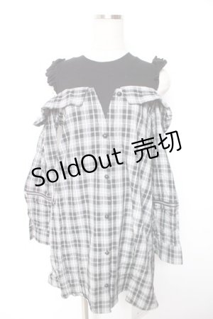 画像: DearMyLove / 切換チェックワンピース  黒 Y-26-01-07-124-EL-OP-SZ-ZY