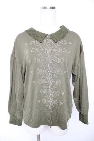 画像: axes femme / 刺繍入シャツデザインプルオーバー M グリーン Y-26-01-07-126-AX-TO-SZ-ZY