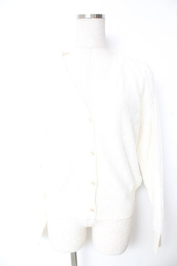 画像1: axes femme / レース重ねニットカーディガン M 白 Y-26-01-07-131-AX-TO-SZ-ZY (1)