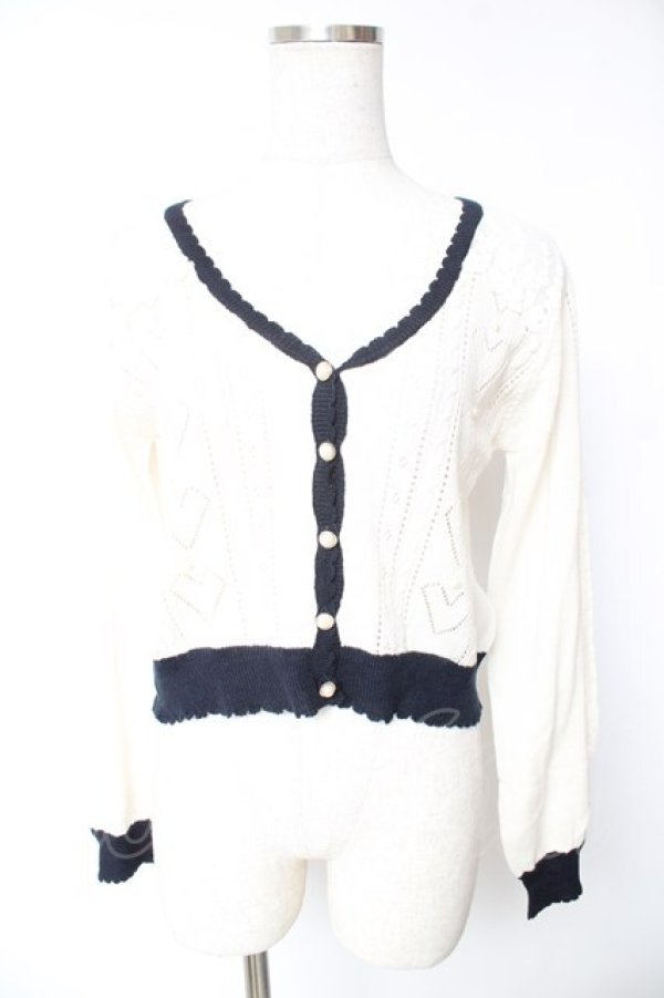 画像1: axes femme POETIQUE / 配色デザインニットカーデ M キナリ Y-26-01-07-132-AX-TO-SZ-ZY (1)