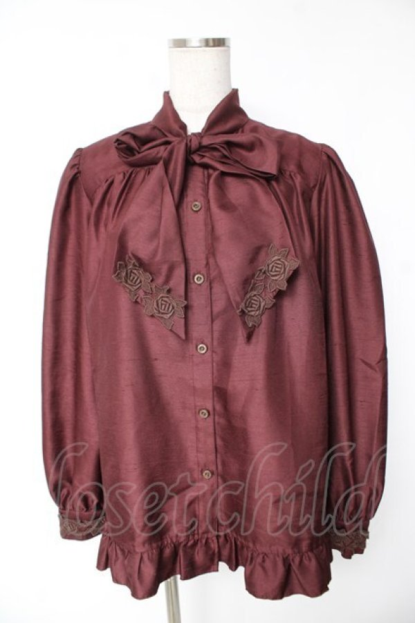 画像1: Enchantlic Enchantilly / ノーブルリボンタイブラウス  バーガンディー Y-26-01-07-136-LO-BL-SZ-ZY (1)