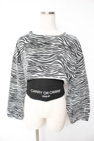 画像: NOVESSEL / キャミ付きクロップドトップス F 白×黒(ゼブラ) Y-26-01-07-138-PU-TO-SZ-ZY