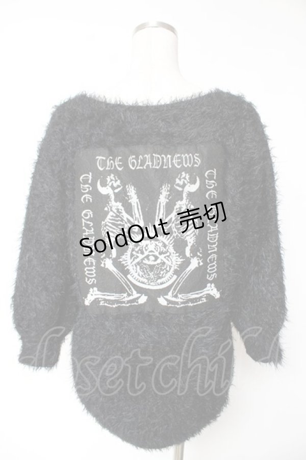 画像2: GLAD NEWS / スカルBIGワッペンシャギーニット F ブラック Y-26-01-07-140-GL-TO-SZ-ZT0205Q (2)
