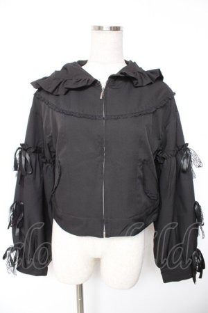 画像: mille fille closet by LODISPOTTO / リボンワルツフリルフードブルゾン M 黒 Y-26-01-07-144-LO-JA-SZ-ZY