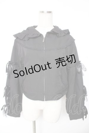 画像: mille fille closet by LODISPOTTO / リボンワルツフリルフードブルゾン M 黒 Y-26-01-07-144-LO-JA-SZ-ZS