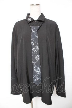 画像: CIVARIZE / ネクタイ付き刺繍デザインシャツ F ブラック Y-26-01-07-145-GO-BL-SZ-ZY