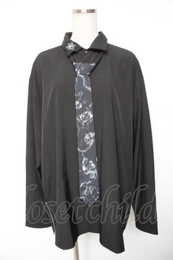 画像1: CIVARIZE / ネクタイ付き刺繍デザインシャツ F ブラック Y-26-01-07-145-GO-BL-SZ-ZY (1)
