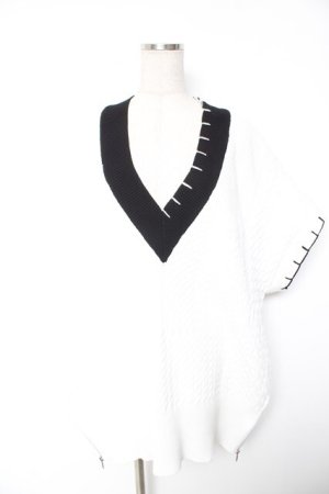 画像: CIVARIZE / ステッチデザイン脇ファスナーニットベスト F 白 Y-26-01-07-147-GO-TO-SZ-ZY