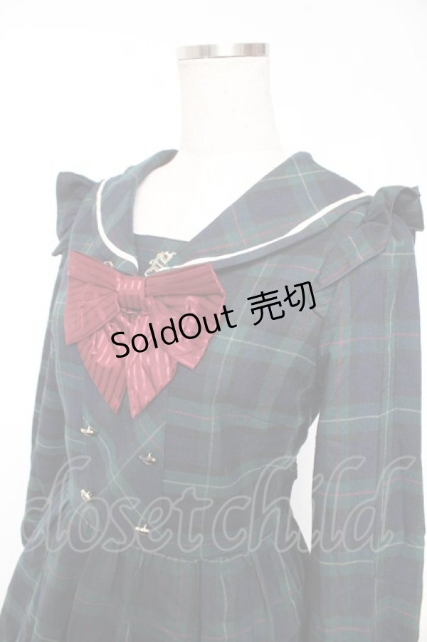 画像3: Secret Honey / チェックセーラーワンピース  グリーンｘ紺 Y-26-01-07-148-CA-OP-AS-ZY (3)