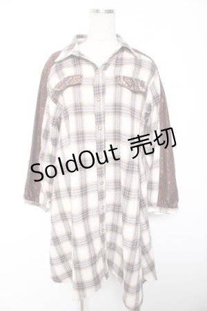 画像: axes femme / チェックイレヘムシャツチュニ M 生成り Y-26-01-07-153-AX-OP-SZ-ZI