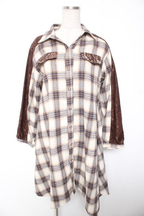 画像1: axes femme / チェックイレヘムシャツチュニ M 生成り Y-26-01-07-153-AX-OP-SZ-ZY (1)