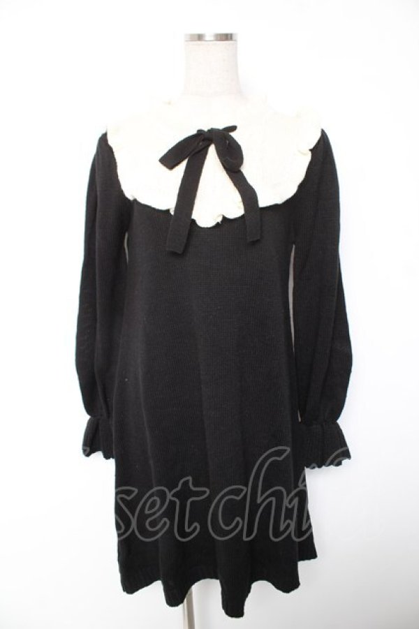 画像1: axes femme / ヨーク切替ニットワンピース F 黒 Y-26-01-07-155-AX-OP-SZ-ZY (1)