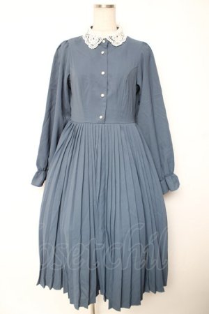 画像: m petit by misako / AM*レースエリプリーツワンピース M 中青 Y-26-01-07-156-LO-OP-SZ-ZY