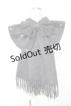 画像: Lovely Tency / 眞白ありすコラボ/ビッグリボン付きストール  黒 Y-26-01-07-019-LO-ZA-SZ-ZY