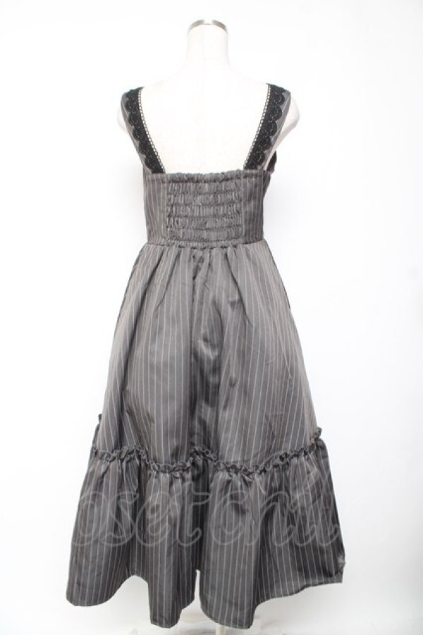 画像2: m petit by misako / TT*AOKストライプジャンパースカート M 中灰 Y-26-01-07-161-LO-OP-SZ-ZY (2)