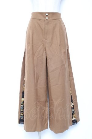 画像: axes femme / スカーフ柄切替ワイドパンツ M ベージュ Y-26-01-07-164-AX-PA-SZ-ZY