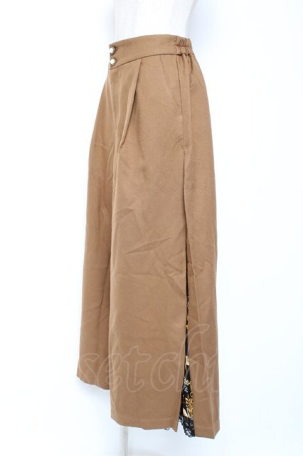 画像2: axes femme / スカーフ柄切替ワイドパンツ M ベージュ Y-26-01-07-164-AX-PA-SZ-ZY (2)