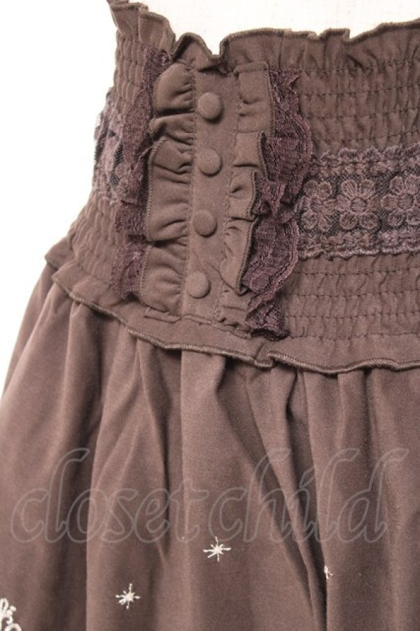 画像5: axes femme / ハイウエスト刺繍スカート M 茶 Y-26-01-07-168-AX-SK-SZ-ZY (5)