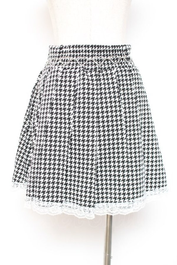 画像2: Ank Rouge / Be mqin ハートチェーンベルト付きプリーツスカート M 黒×白 Y-26-01-07-169-CA-SK-SZ-ZY (2)