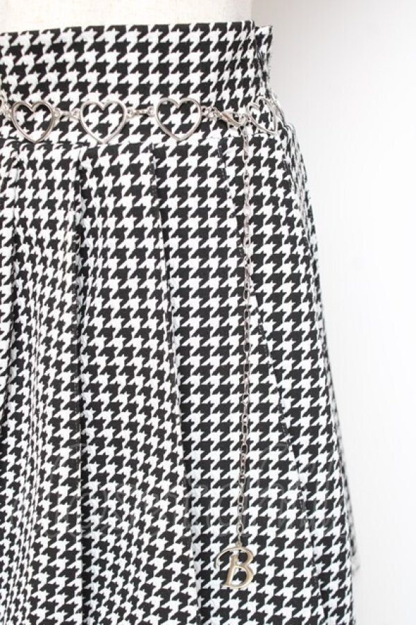 画像3: Ank Rouge / Be mqin ハートチェーンベルト付きプリーツスカート M 黒×白 Y-26-01-07-169-CA-SK-SZ-ZY (3)