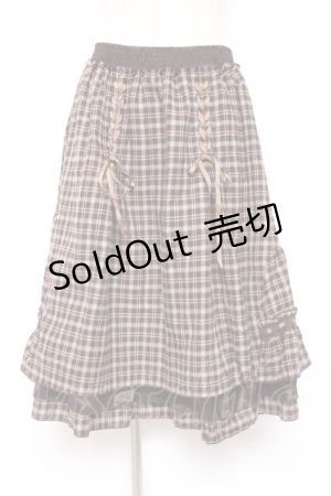 画像: axes femme / チェック柄ミディスカート M 茶 Y-26-01-07-170-AX-SK-SZ-ZS